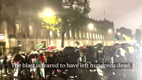 Protesters hold vigil outside Downing Street after Gaza hospital blast