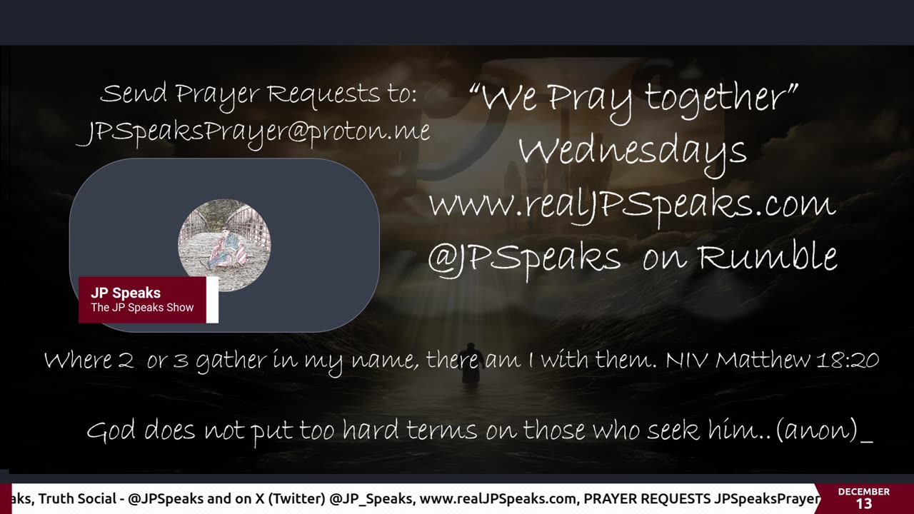 We Worship Together, Host- JP Speaks 12/13/2023