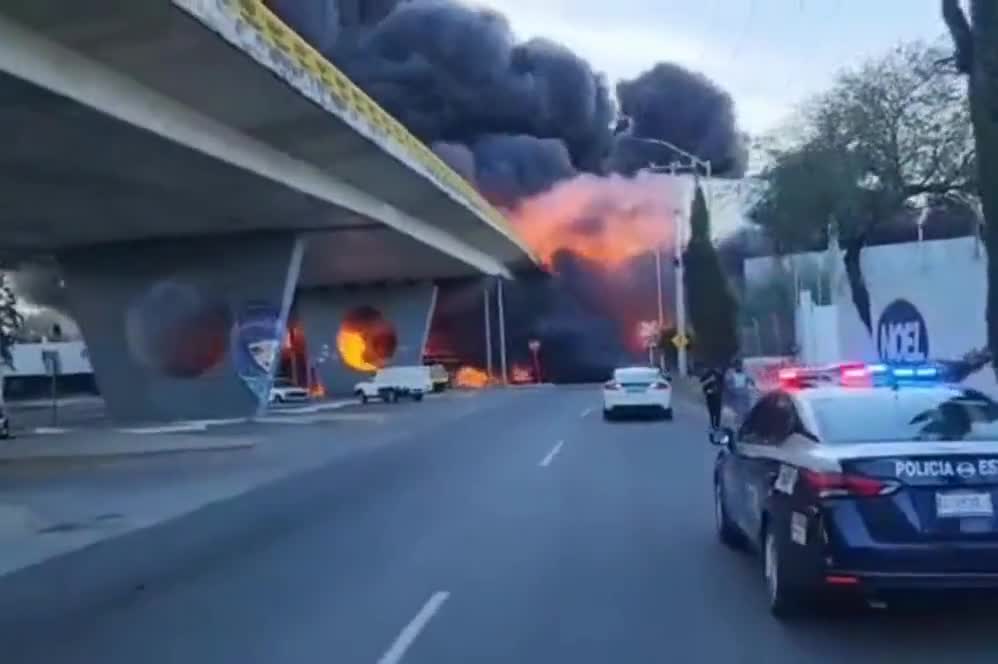 In central Mexico, the train crashed into a fuel truck