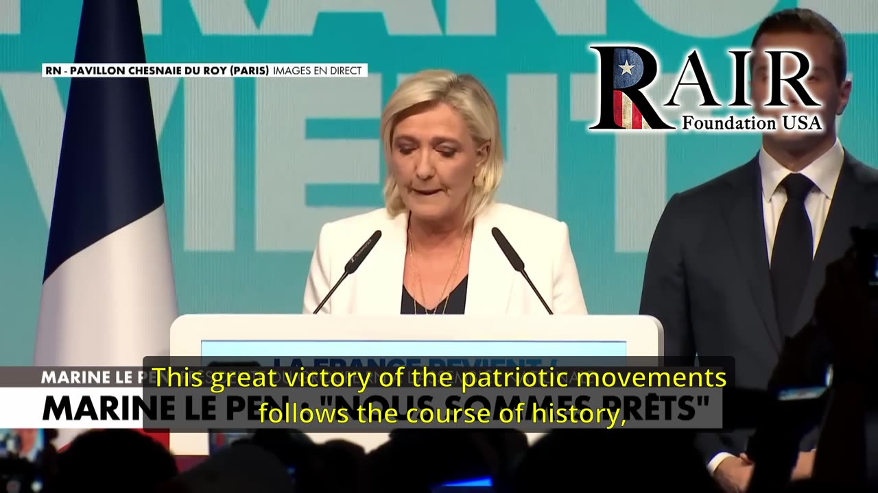 Marine Le Pen speech after massive victory in EU elections