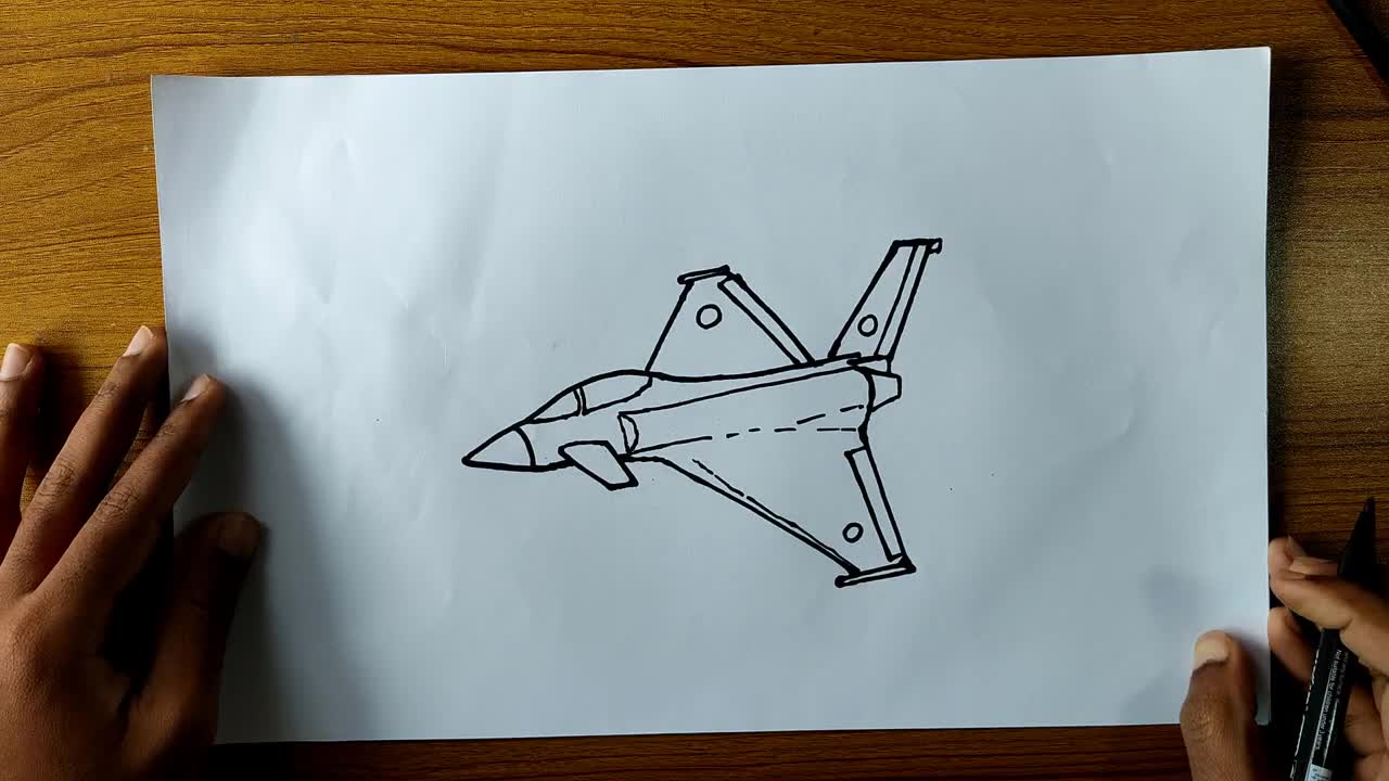 How to Draw a Fighter Jet Airplane Step by Step - Easy Fighter Plane Drawing - For Beginners