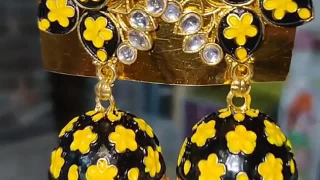 Black and yellow colour Jhumka