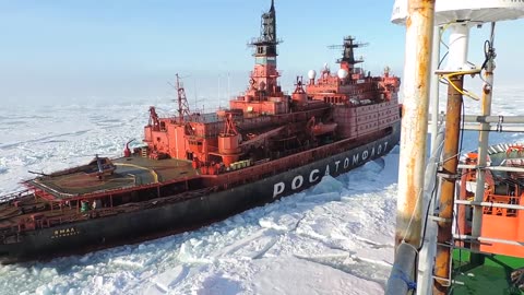 Mega Ship Passing Through Thick Ice