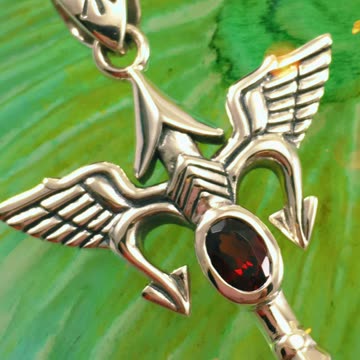 Unveiling the Majesty: Viking Rune Tyr God Silver Pendant with Gemstone | Peter Stone Jewelry