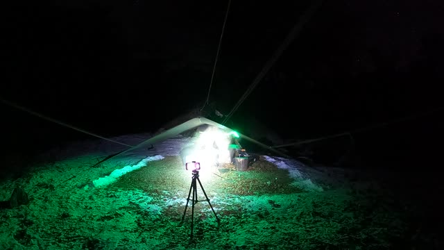 Under a tarp night lapse. WINTER. UK . 5th Dec 2022
