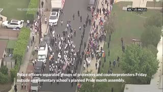 Protests outside Pride month assembly at Los Angeles ELEMENTARY school