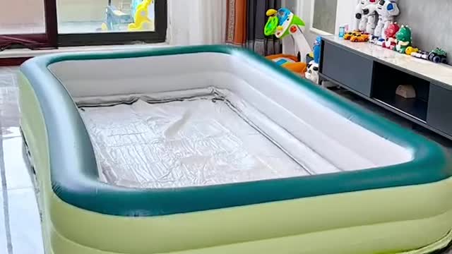 It's convenient to inflate your child's new swimming pool. You don't have to go out for a swim