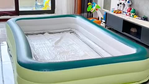 It's convenient to inflate your child's new swimming pool. You don't have to go out for a swim