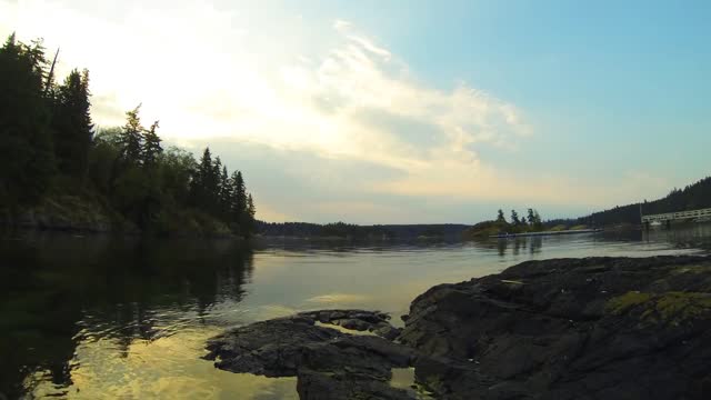 The lake was calm like a big mirror, without a ripple.