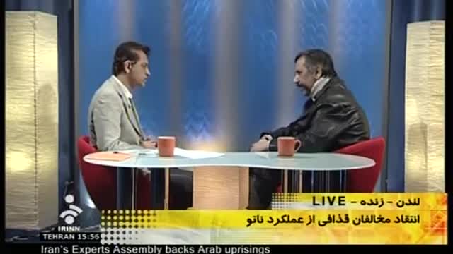 Al on Iranian television (IRIB) discussing Libya, Bahrain, oil, and Western double standards