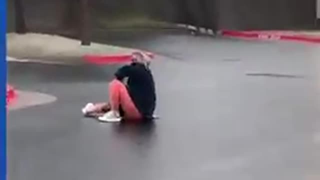 just for fun -Guy slips and falls while walking over frozen lake