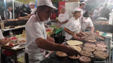 Street Food in Serbia. Burgers and Grilled Meat Paradise. 'Rostiljijada' Grill Festival, Leskovac