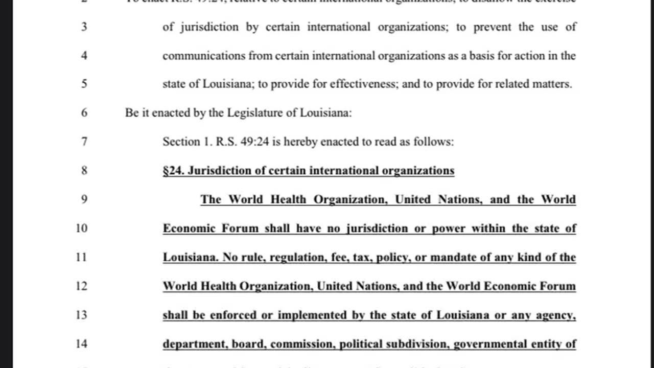 Louisiana is now Exempt from ALL Mandates & Recommendations Passed by the NWO Bastards!