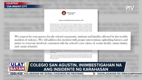 Colegio San Agustin, iniimbestigahan na ang insidente ng pagsusuntukan ng dalawang estudyante