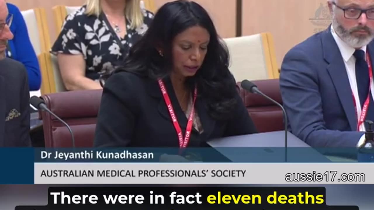 Australia - Senate hearing on Excess Deaths: Brave Medico Dr Jeyanthi Kunadhasan