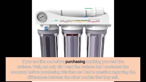 AQUATICLIFE Twist-in 4-Stage Reverse Osmosis Water Filtration Deionization-Overview