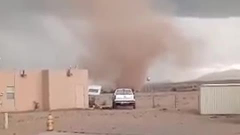 Dust Tornado Forms Rapidly From Ground in Kewa Pueblo at New Mexico