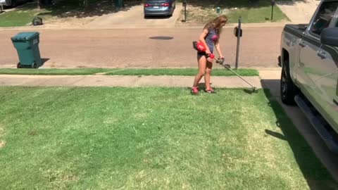 Summer day yard work