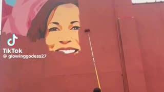 Mural of Kamala Harris is painted over lol