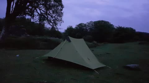 Lanshan 2 . Lightweight trekking pole tent. Am in shot.