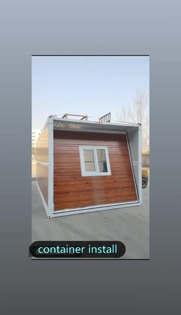container house with woodgrain finish
