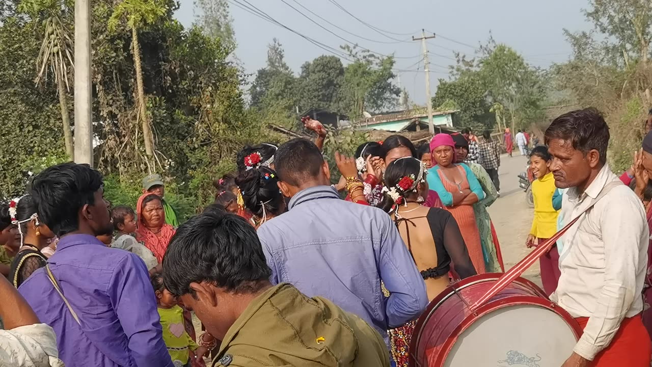 nepal in village dancing in real local