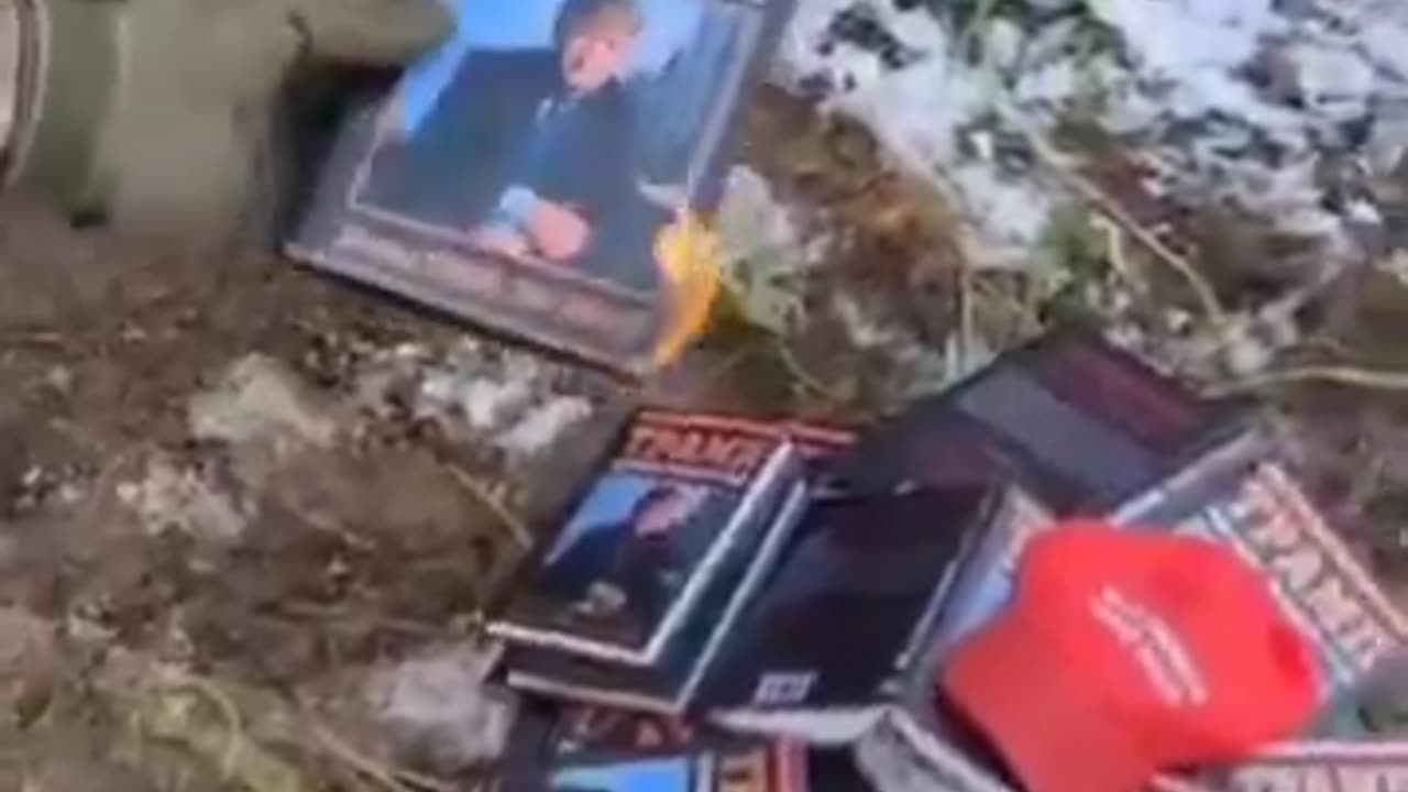 Ukrainian Azov Battalion Soldiers Burn Trump Books and MAGA Hats