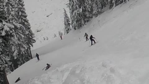 Kid Crashes Into Skier