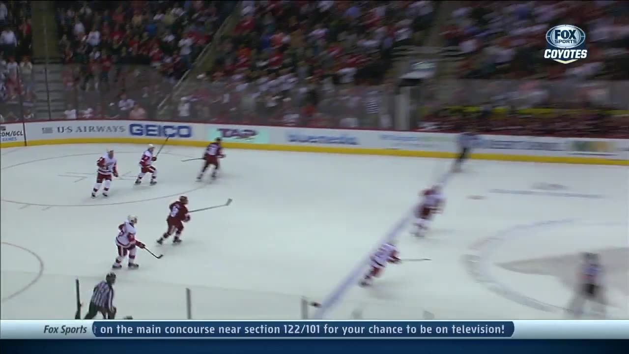Phoenix Coyotes goaltender Mike Smith scores a goal
