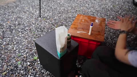 Outdoor camp life in the rain, enjoy the quiet time, and listen to the sound of the healing rain to