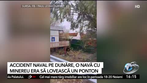 Accident naval pe Dunăre. O navă cu minereu era să lovească un ponton