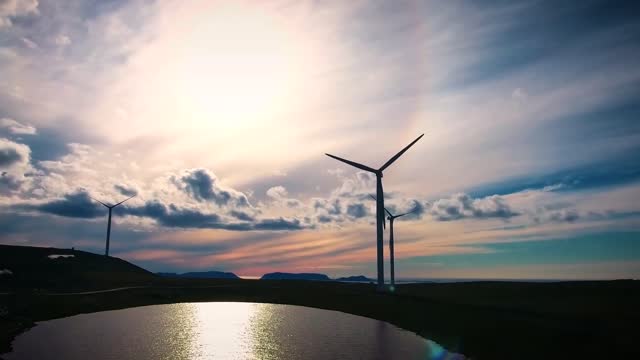 windmills for electric power production arctic view havoygavelen park northern norway