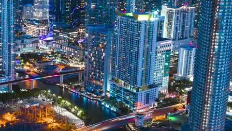 Miami at night, USA.