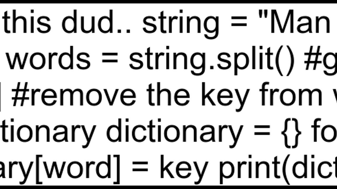 how to convert string to Dictionary by first word is value and 3 more words is keys