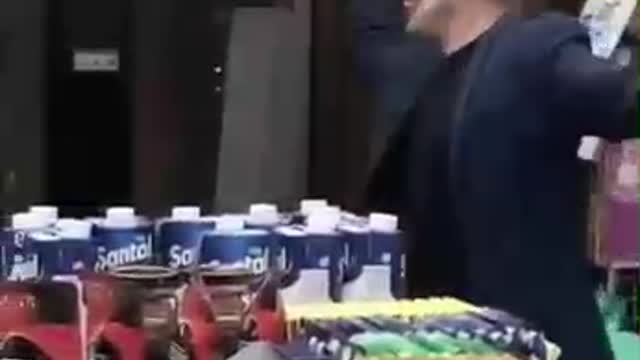 Beta male gets pie face bitch slap.