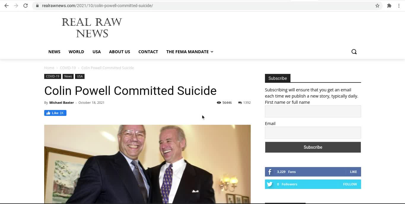 Colin Powell Committed Suicide