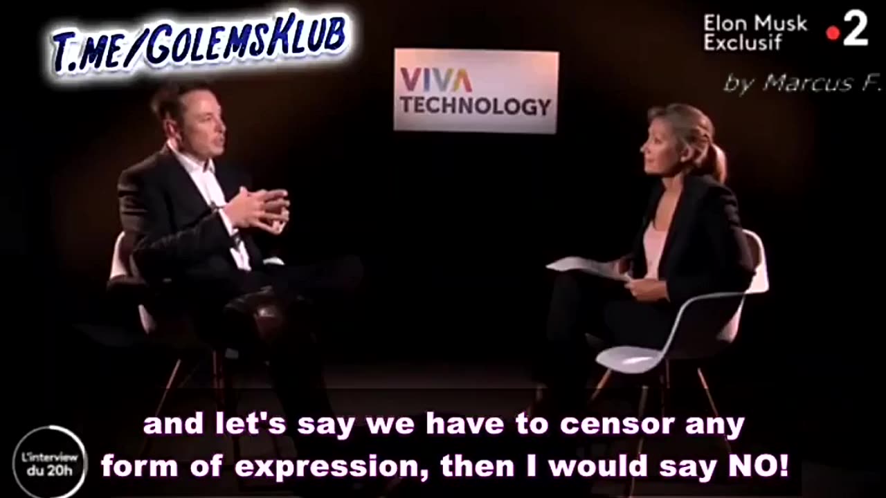 Elon Musk on french tv - Excerpt on hate speech - 06/19/23- French Dub/Eng subs