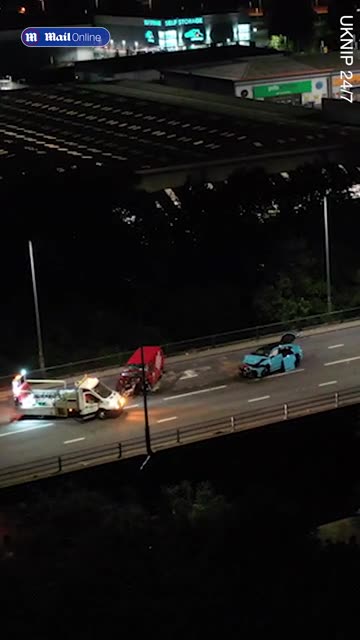 Shocking moment Lamborghini crashes head on into Royal Mail van