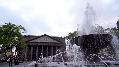 The classical fountain in the park