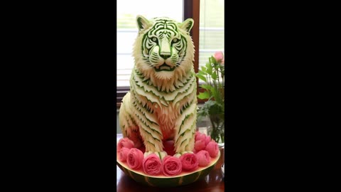 Mind-blowing taiger watermelon 🍉 art