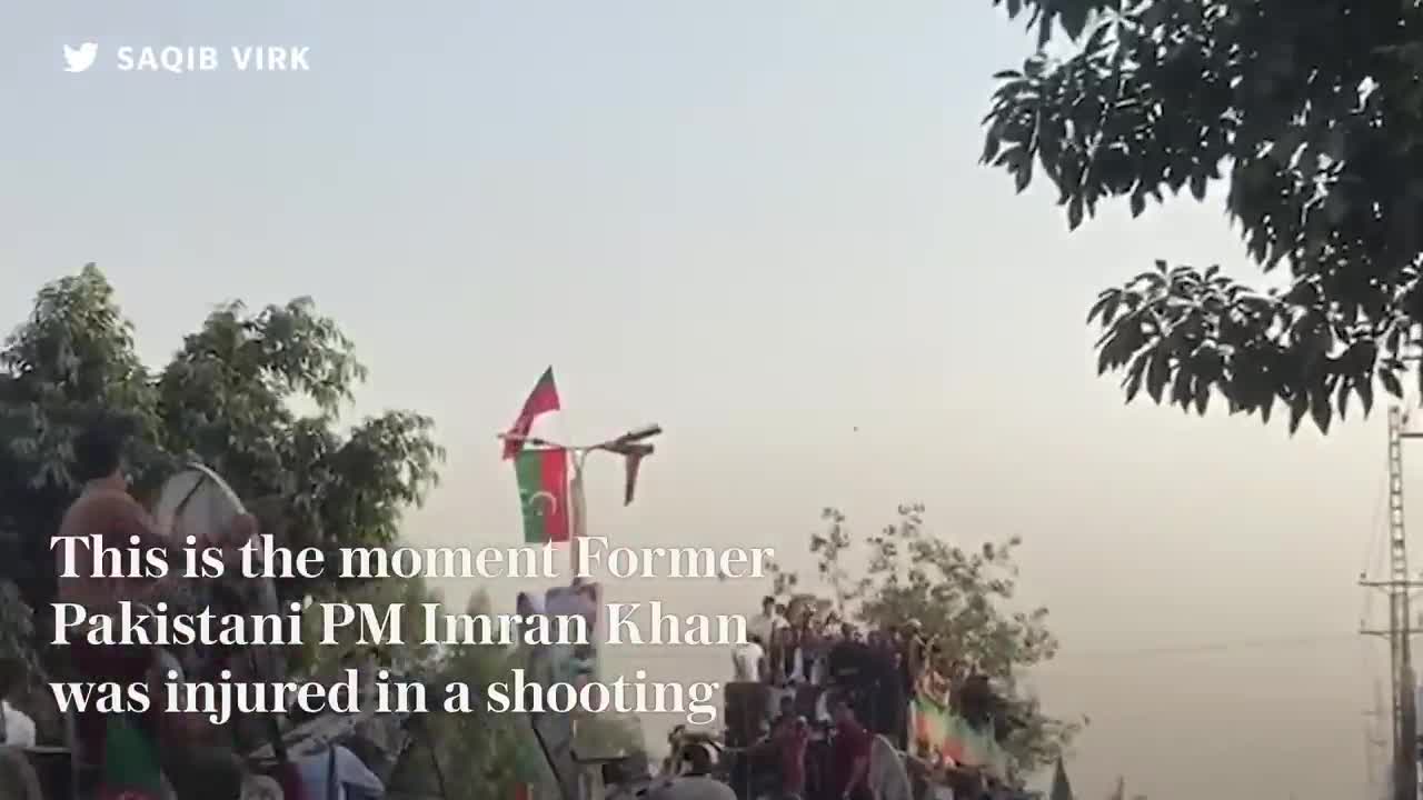 Moment Imran Khan is shot in 'assassination attempt' during Pakistan march