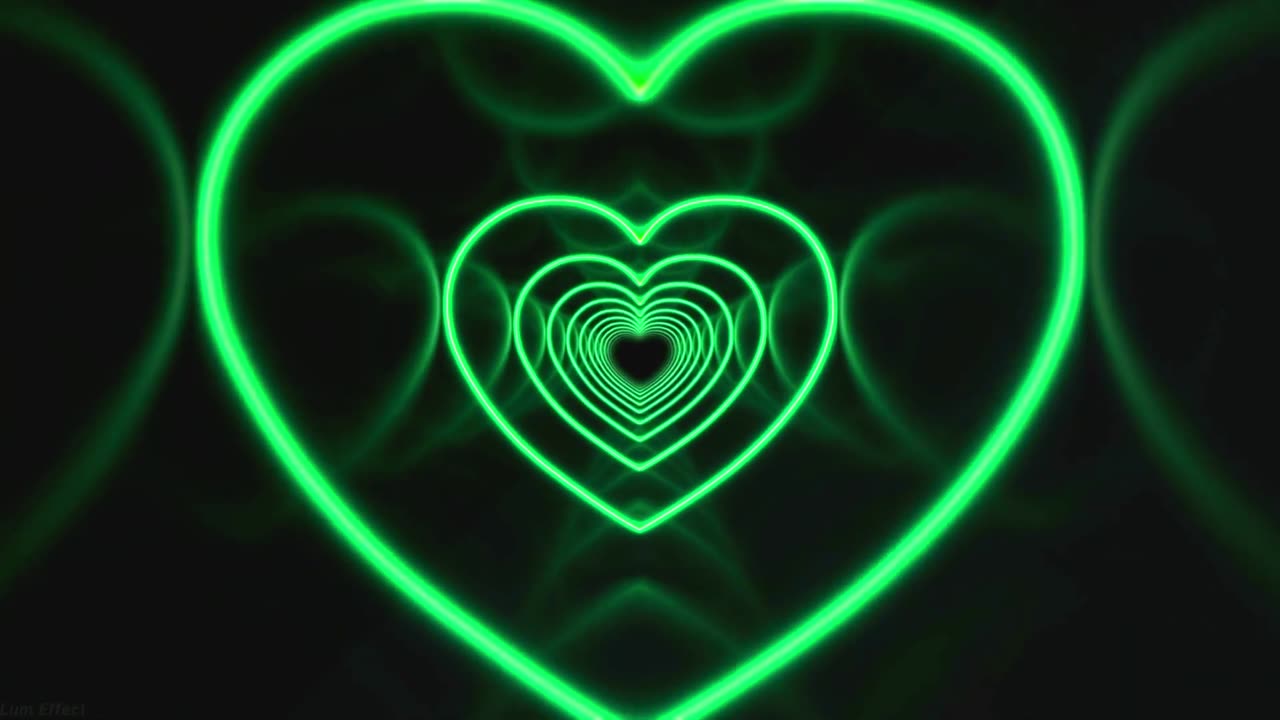 467. Neon Lights Love Heart Tunnel💚Cute Green Neon Hearts