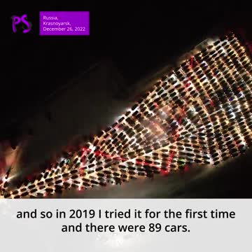 .’ Drivers from Krasnoyarsk set a Russian record by lining up around 700 cars