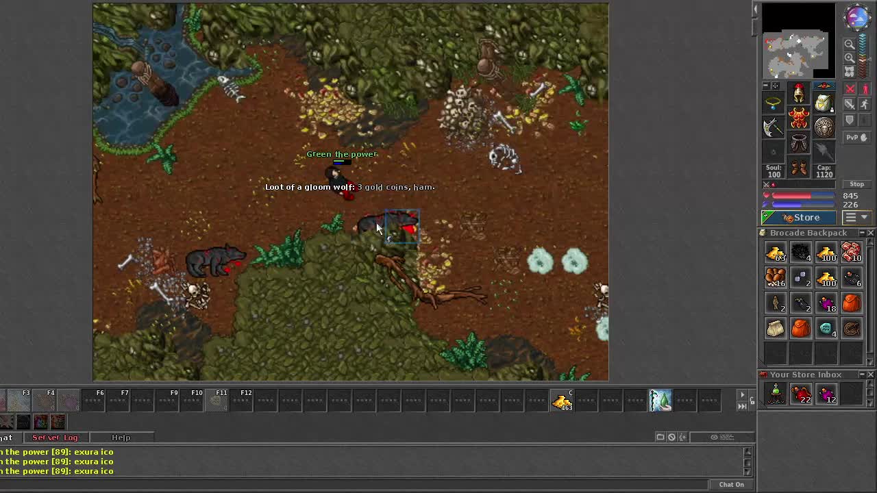 tibia Gloom Wolf (mostrando a cave de gloow wolf) onde farma sua premmy free account no tibia #1