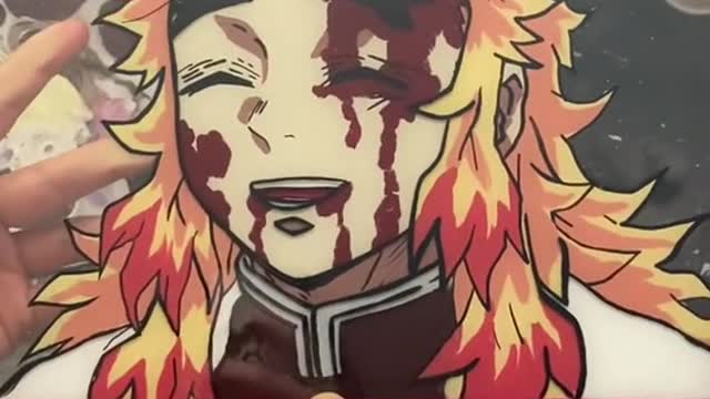 I cri #anime #painting #demonslayer #rengoku #glasspainting #fyp #foryou #foryoupage