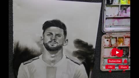 Leonel Messi / watercolor tutorial / step by step painting