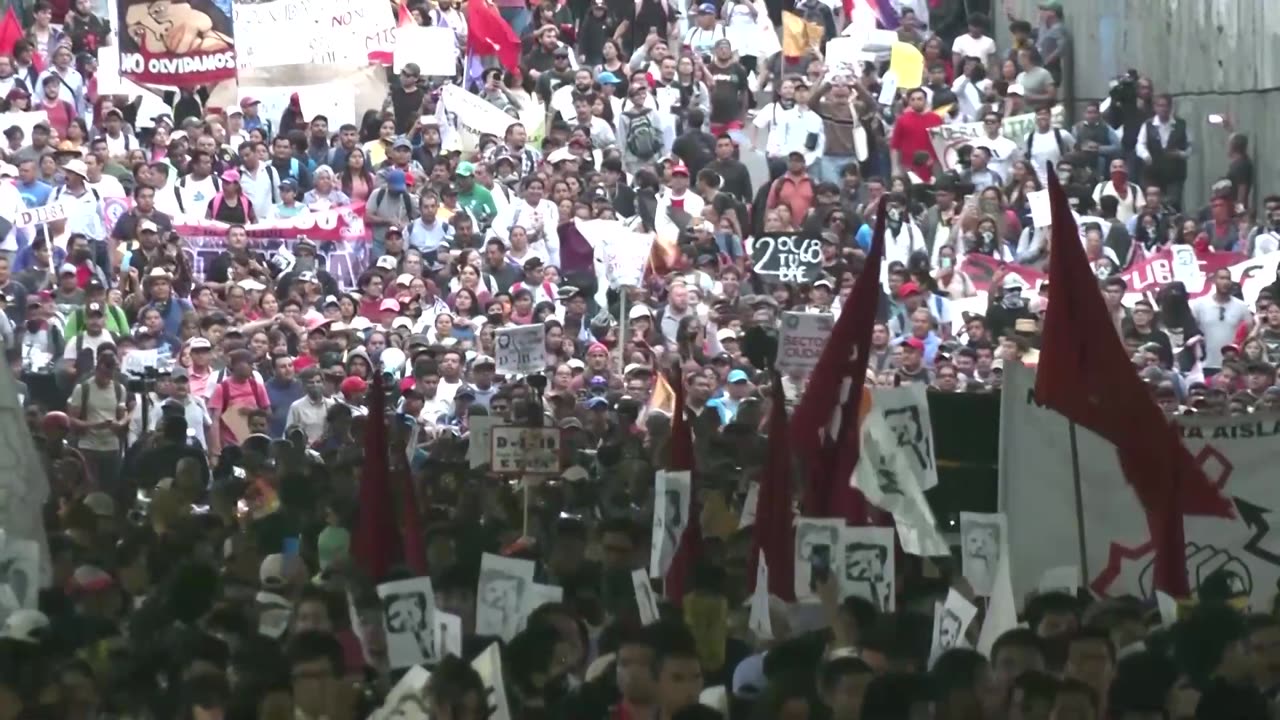 Mexicans protest 55th anniversary of student massacre