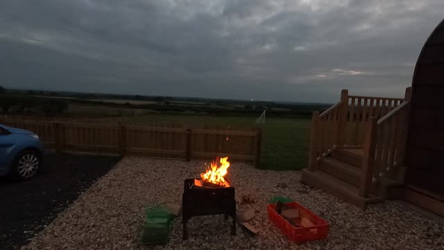 Campfire is made. Sunset. Cumbria. UK