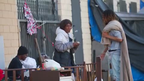 Homeless Asks Strangers for Money:I am hungry!