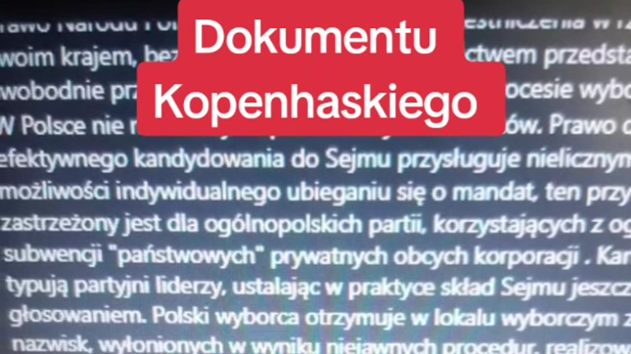 Polska,15.102023 r. 3 cz z 3 części dot. sytuacji i "WYBORÓW" Ukryty Dokument Kopenhaski